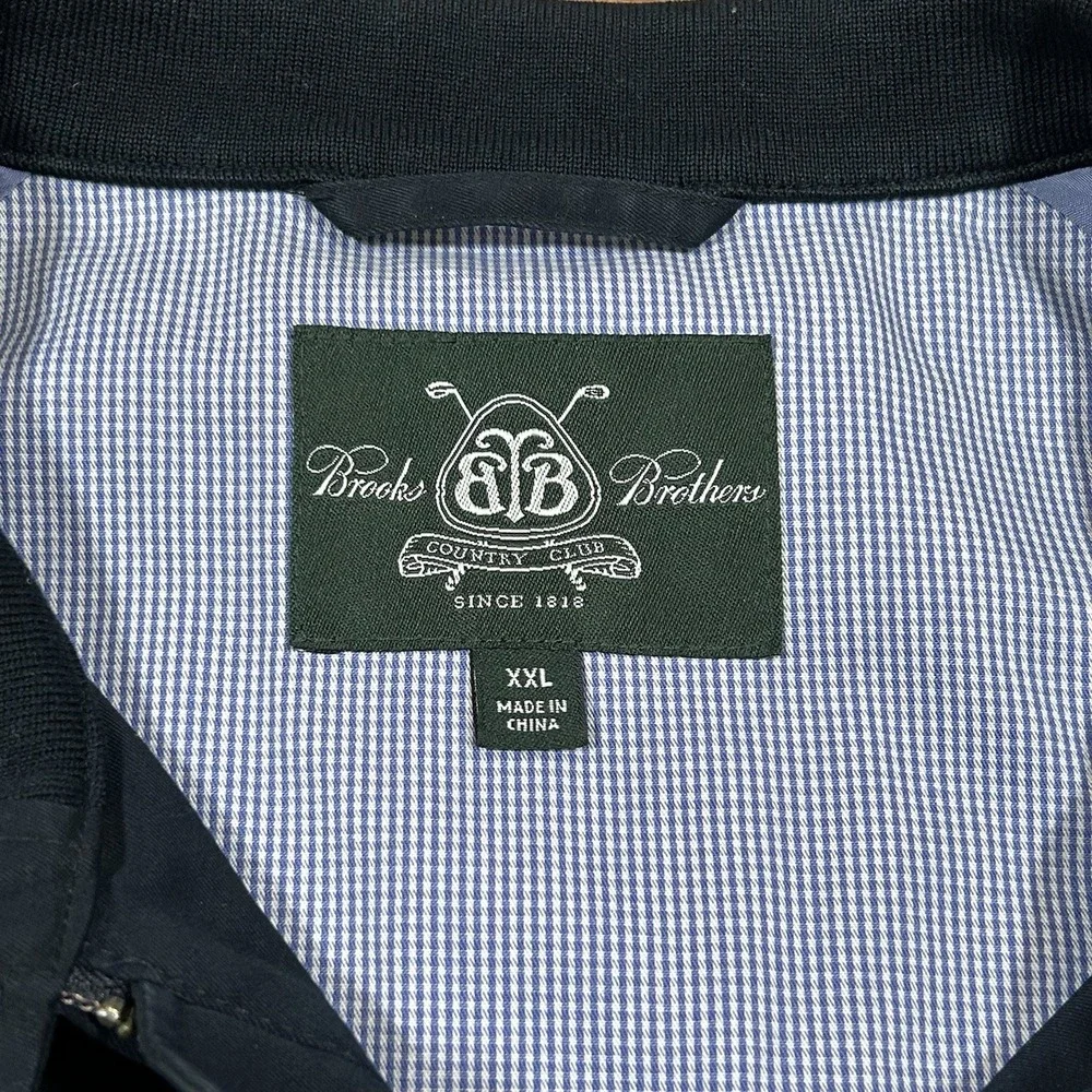 Brooks Brothers Country Club Bomber Jacket Mens XXL Navy Full‎ Zip Plaid Lined